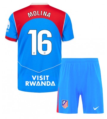 Atletico Madrid Nahuel Molina #16 Tredjetrøje Børn 2025-26 Kortærmet (+ Korte bukser)